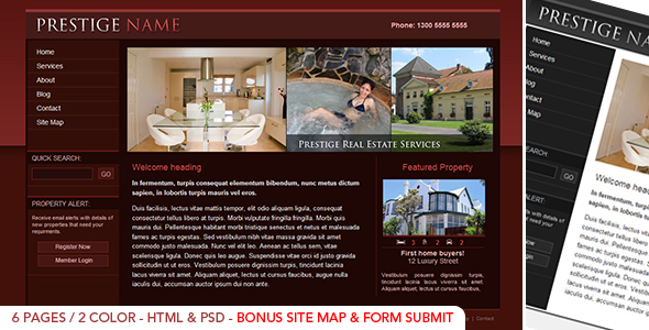 Prestige Left Menu - 7 Pages - HTML & PSD - Corporate Site Templates
