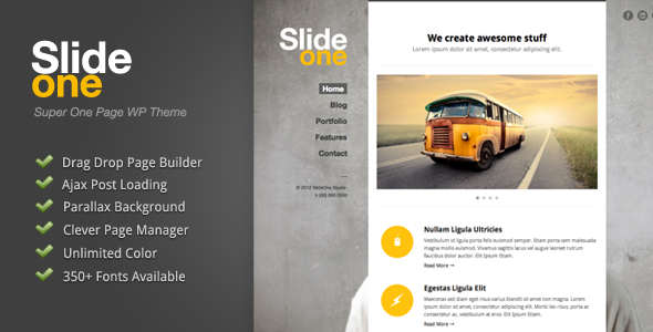 Slide One - One Page Parallax, Ajax WP Theme - Corporate WordPress