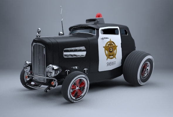 Hot Rod Police Sheriff Cartoon Car