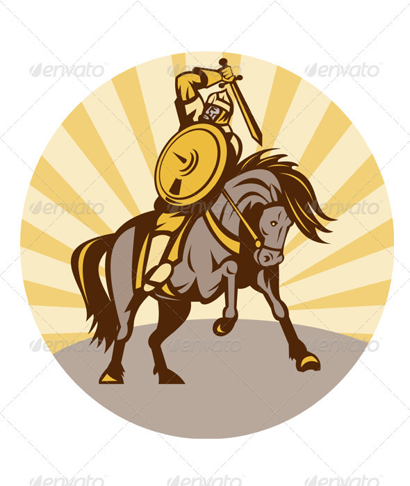 Viking Warrior Riding Horse With Sword GraphicRiver Item for Sale