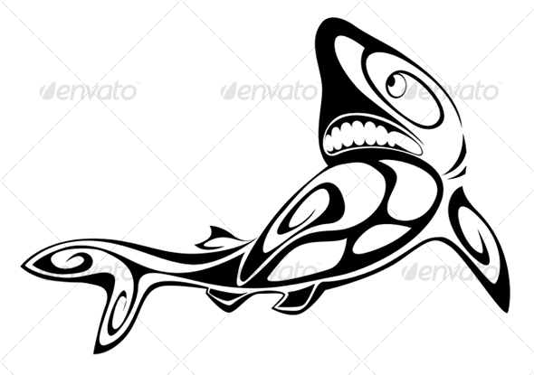 shark tattoo. Black shark tattoo