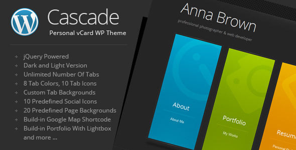 Cascade - Personal vCard WordPress Theme - Portfolio Creative