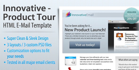 Innovative - Product Tour HTML Email Template - Newsletters Email Templates