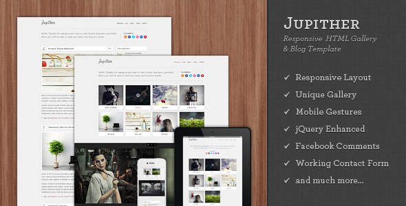 Jupither - Responsive HTML Gallery & Blog Template - Photography Creative