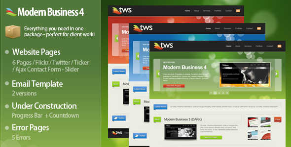 Modern Business 4 XHTML / CSS + Bonuses! - Creative Site Templates