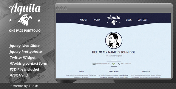 Aquila One Page Portfolio - Portfolio Creative