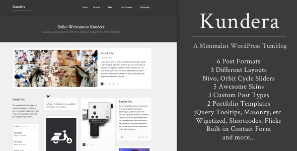 Kundera: Creative WordPress Tumblog - Blog / Magazine WordPress