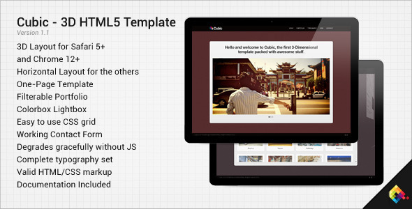 Cubic - 3D HTML5 One-Page Template