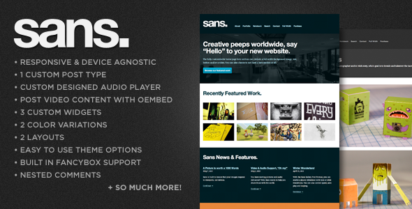 Sans â€“ A Responsive Portfolio WordPress Theme - Portfolio Creative