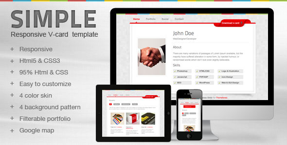 Simple V-card Template - themeforest Item for Sale