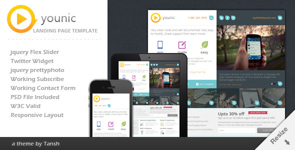 Younic Responsive Landing Page - Software Technology