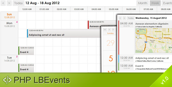 PHP LBEvents - AJAX Events Calendar