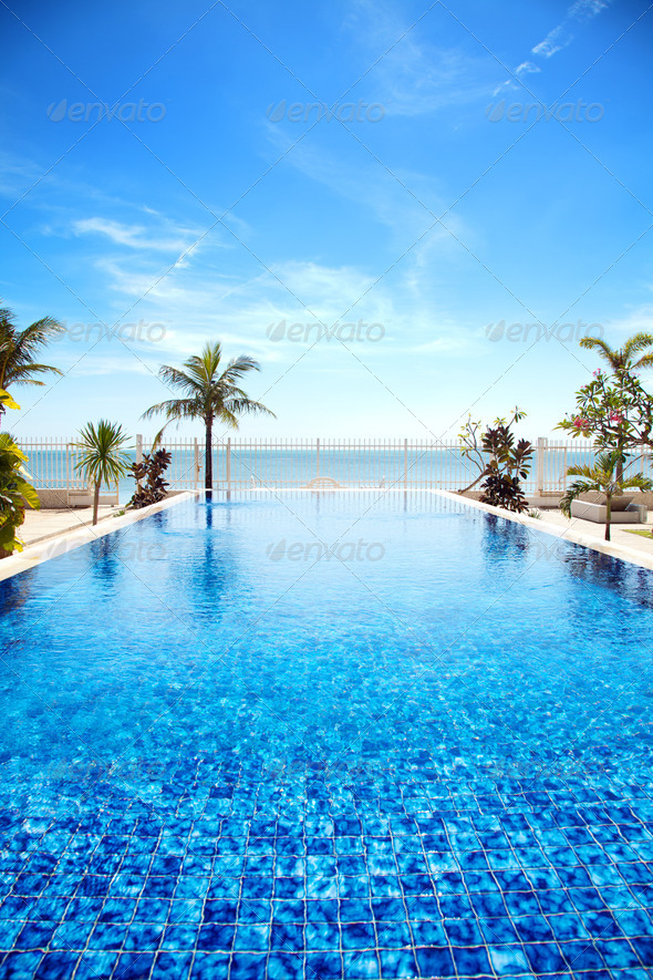 Luxury swimming pool a tropical resort