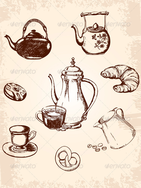Coffee  tea Vector cup Graphicriver Cup vintage coffee vintage Vintage vector
