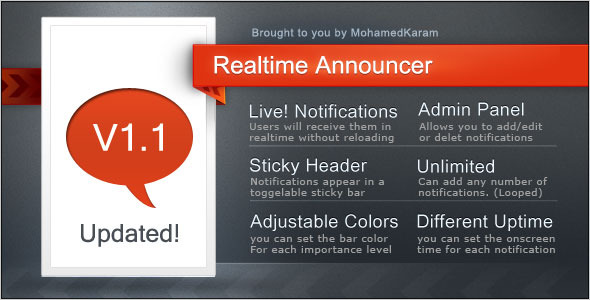 Realtime Announcements bar /no reloading required