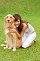 Pretty asian woman with dog - PhotoDune Item for Sale