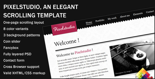Pixelstudio - An elegant scrolling one-page layout - Portfolio Creative
