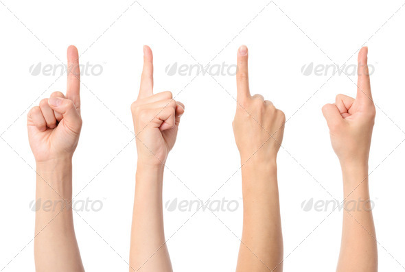 Hand finger pointing isolated on white background