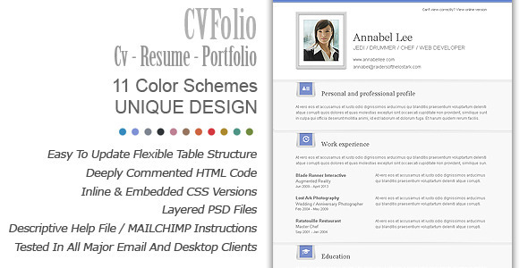 CV Folio - Resume/Portfolio Email Newsletter - Email Templates Marketing