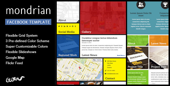 Mondrian - HTML/CSS Facebook Template - Marketing Corporate