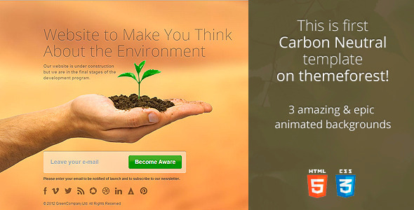 CarbonNeutral - HTML5 Coming Soon Template - Under Construction Specialty Pages