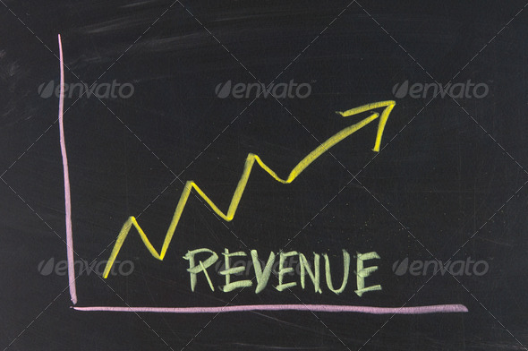 Chart of revenue progress on a chalkboard