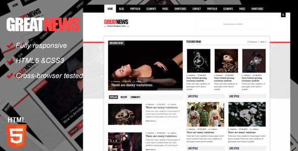 Great News Magazine Responsive Template - Corporate Site Templates