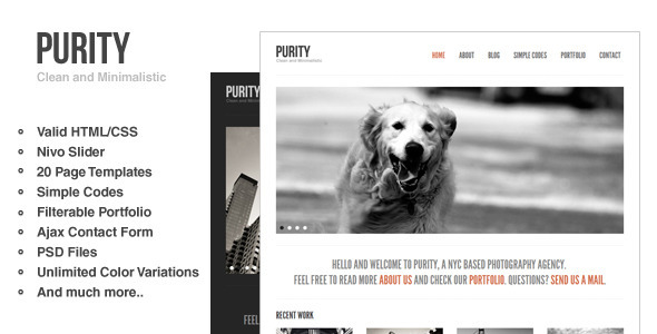 Purity: Clean, Minimal & Bold Website Template - Creative Site Templates