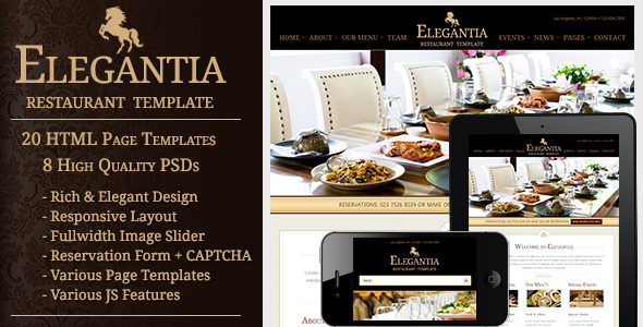 Elegantia - Restaurant and Cafe HTML Template - Restaurants & Cafes Entertainment