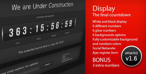 Display - The Final Countdown - Under Construction Specialty Pages