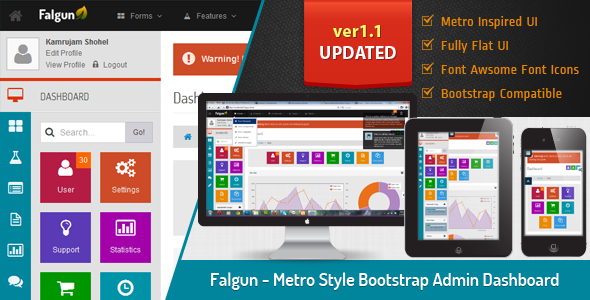 Falgun - Metro Style Bootstrap Admin Dashboard - Admin Templates Site Templates