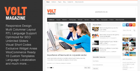 Volt - Magazine / Editorial WordPress Theme - News / Editorial Blog / Magazine
