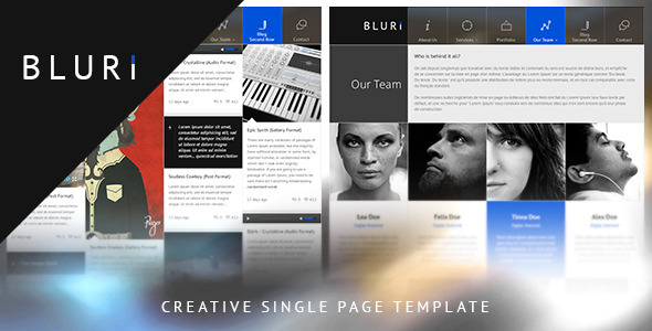 BLURI Single Page HTML Template - Portfolio Creative