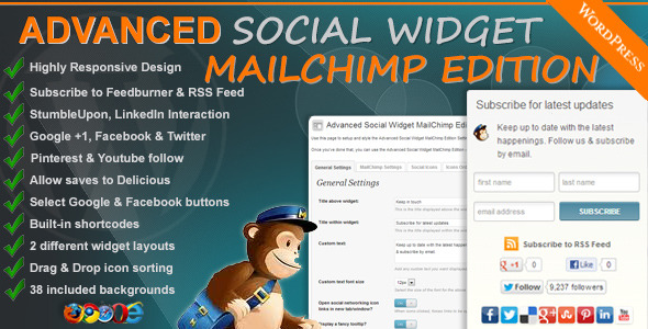 Advanced Social Widget MailChimp Edition - CodeCanyon Item for Sale