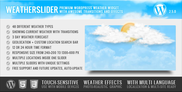WeatherSlider WP - jQuery anim. WordPress widget - CodeCanyon Item for Sale