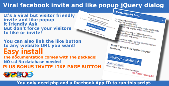 Viral facebook invite & Like Popup - jQuery dialog - CodeCanyon Item for Sale