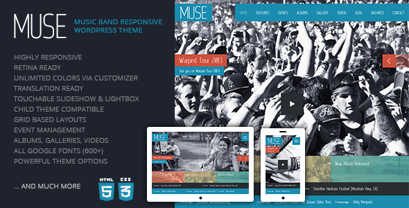 Muse: Music Band Responsive WordPress Theme - Entertainment WordPress