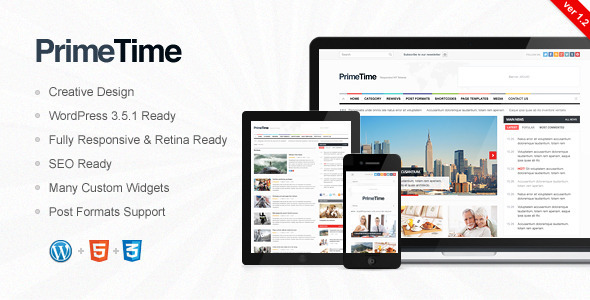 PrimeTime - Clean, Responsive WP Magazine - Blog / Magazine WordPress