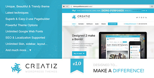 Creatiz WP theme - Designed to make a difference - Corporate WordPress