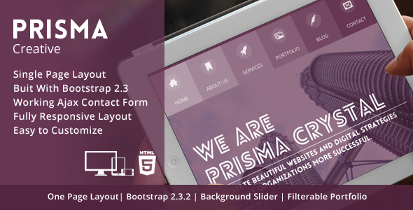 Prisma - One page Responsive Creative HTML5 Theme (Portfolio)