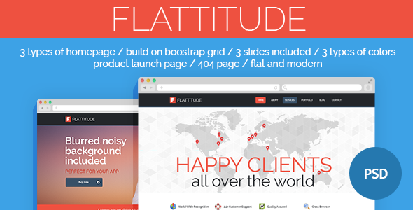 Flattitude - A Flat Multi-Purpose PSD Template - Corporate PSD Templates