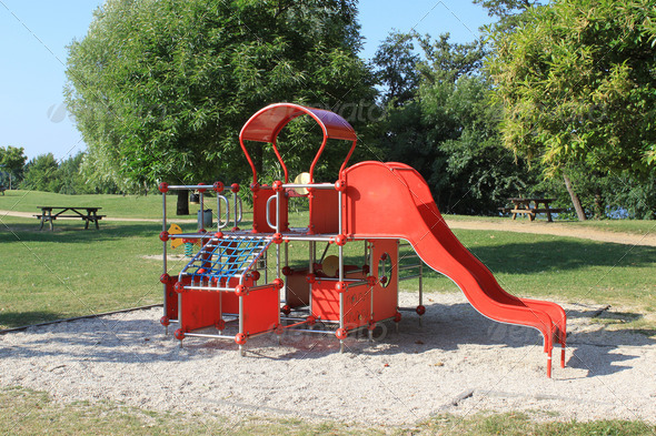 a recreational park with outdoor games for children and picnics