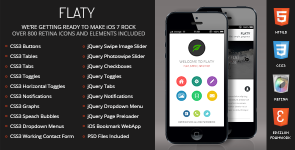 Flaty Mobile Retina | HTML5 & CSS3 And iWebApp