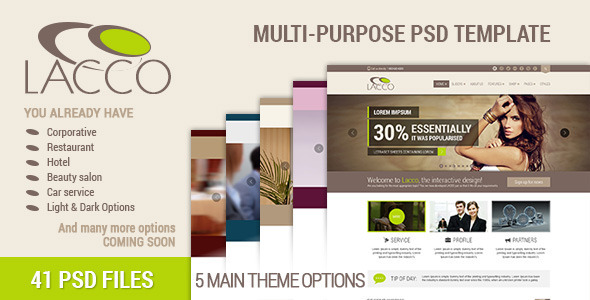 Lacco - Multi-purpose Premium PSD Template - Corporate PSD Templates