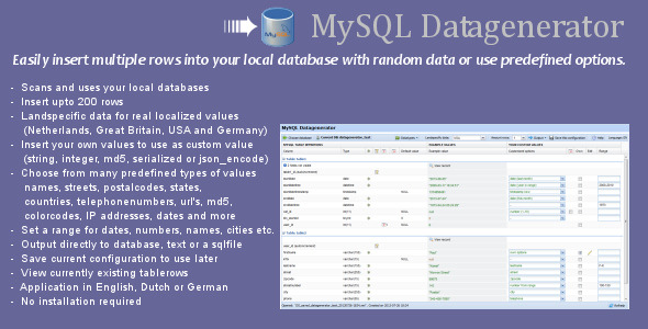 MySQL Datagenerator - CodeCanyon Item for Sale