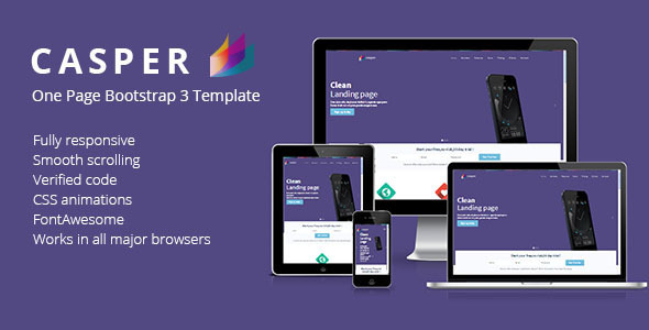 Casper One Page Bootstrap 3 HTML Template - Creative Site Templates