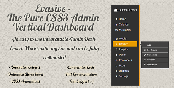 Evasive - Pure Flat CSS3 Admin Dashboard - CodeCanyon Item for Sale