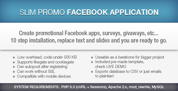 Slim Promo Facebook Application - CodeCanyon Item for Sale