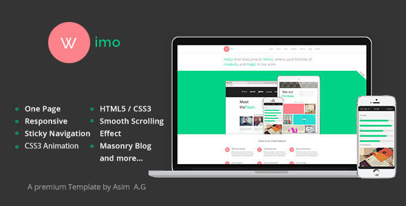 Wimo - One Page Responsive HTML Template - Portfolio Creative