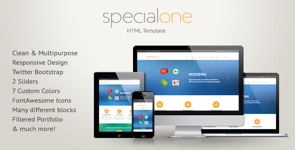 SpecialOne - Responsive HTML Theme - Corporate Site Templates